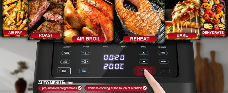Air Fryer Double Panier 11L 2500W 6 en 1 Écran Tactile