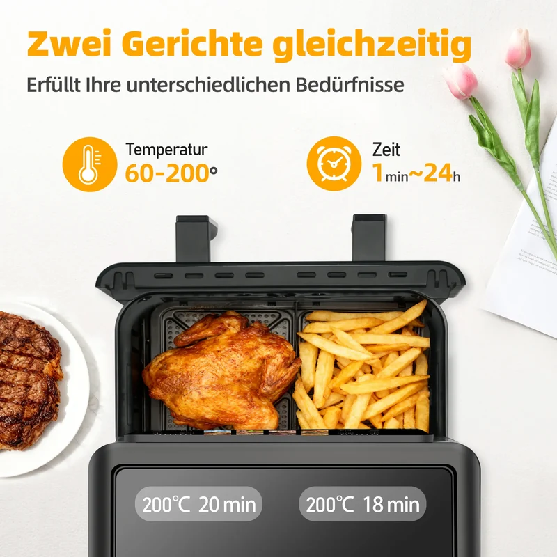 Air Fryer Double Panier 8,5L 2000W Écran Tactile
