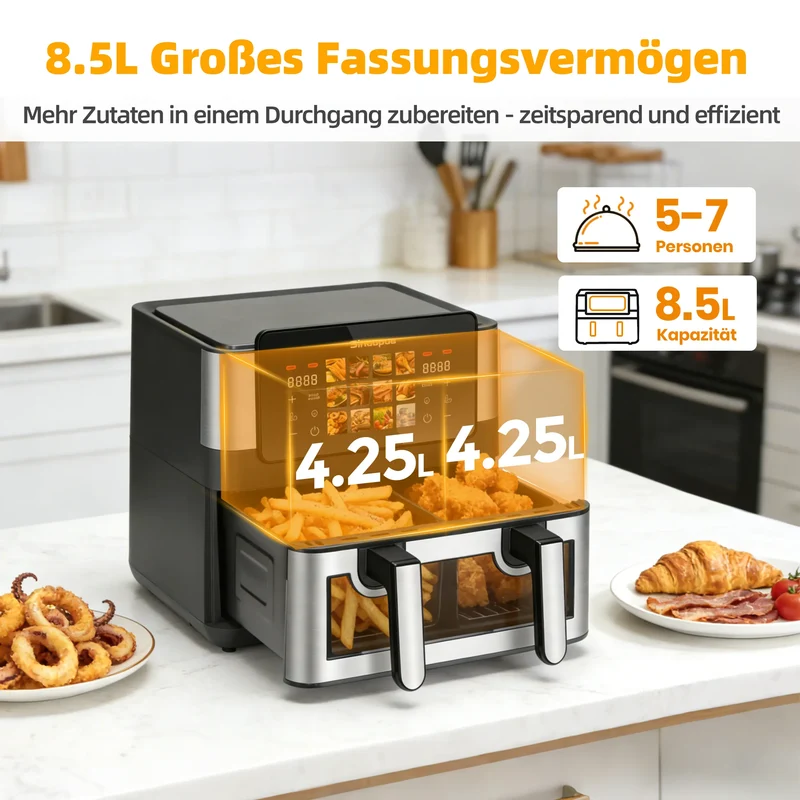 Air Fryer Double Panier 8,5L 2000W Écran Tactile