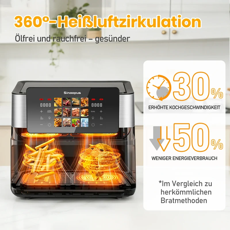 Air Fryer Double Panier 8,5L 2000W Écran Tactile