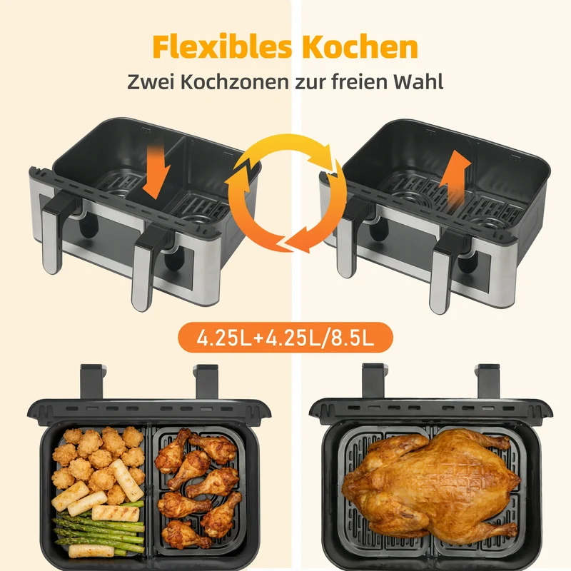 Air Fryer Double Panier 8,5L 2000W Écran Tactile