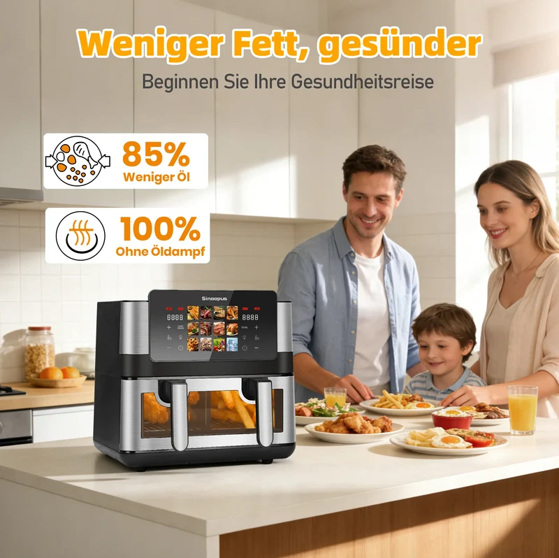 Air Fryer Double Panier 8,5L 2000W Écran Tactile