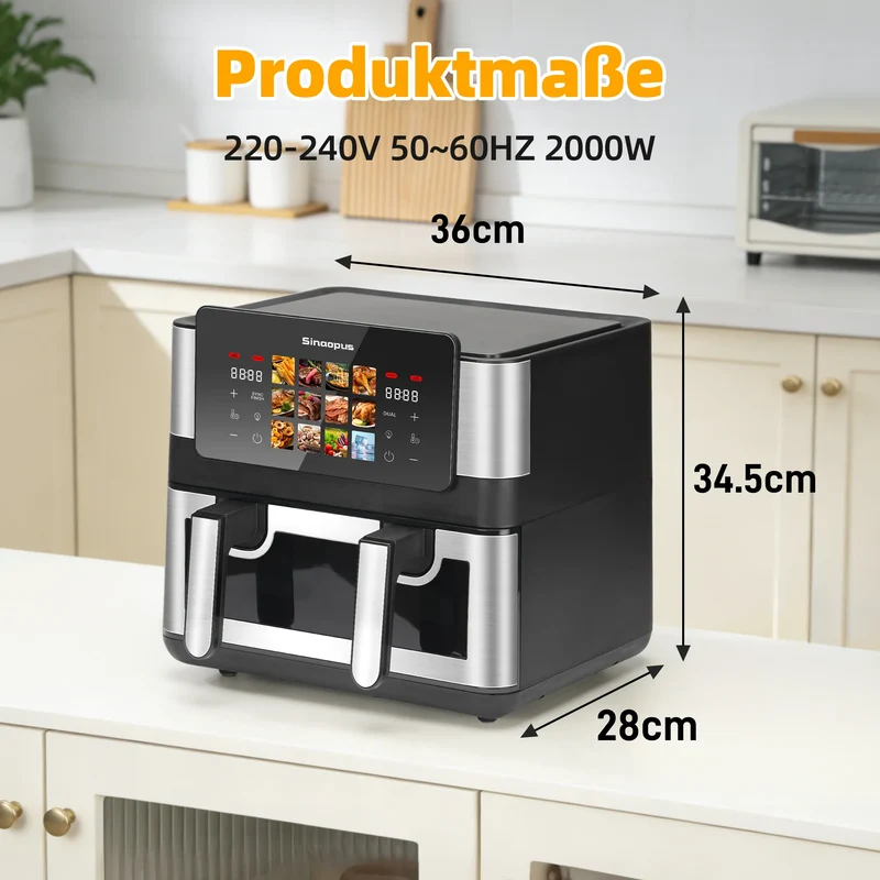 Air Fryer Double Panier 8,5L 2000W Écran Tactile