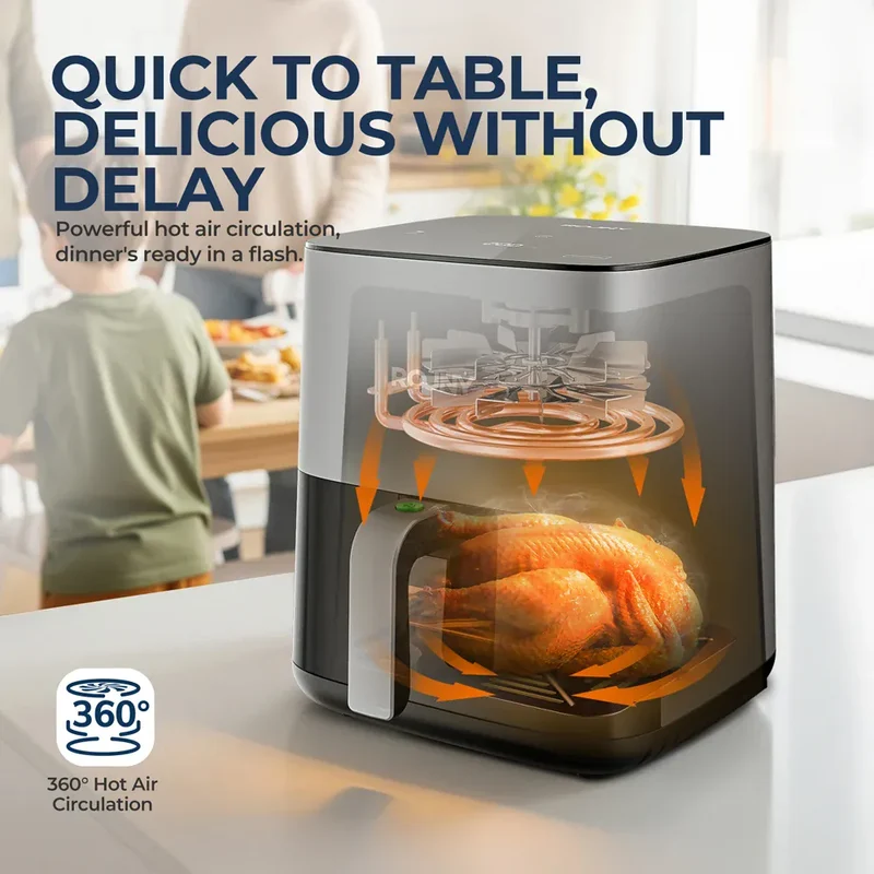 Air Fryer 5L Écran Tactile Hublot Visible 1700W