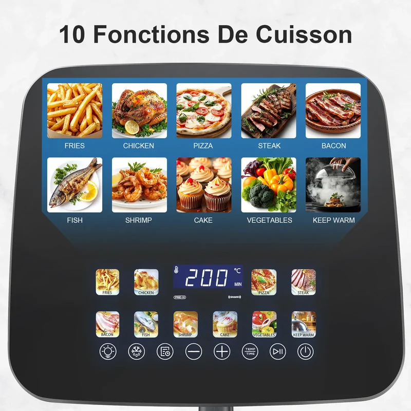 Air Fryer 11L 2000W Écran Tactile et Hublot Visible