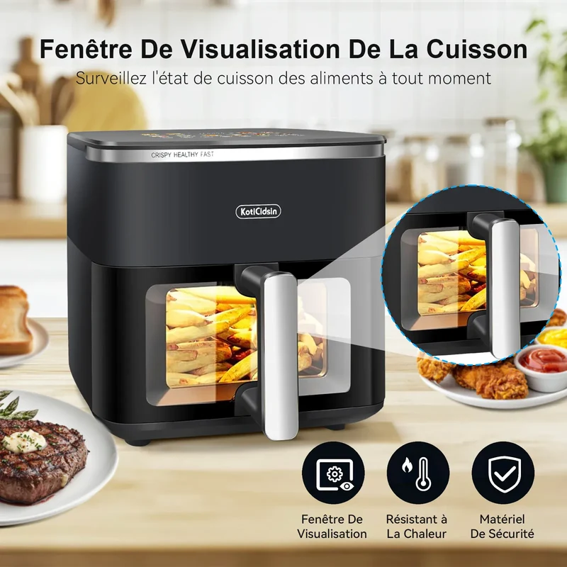 Air Fryer 11L 2000W Écran Tactile et Hublot Visible