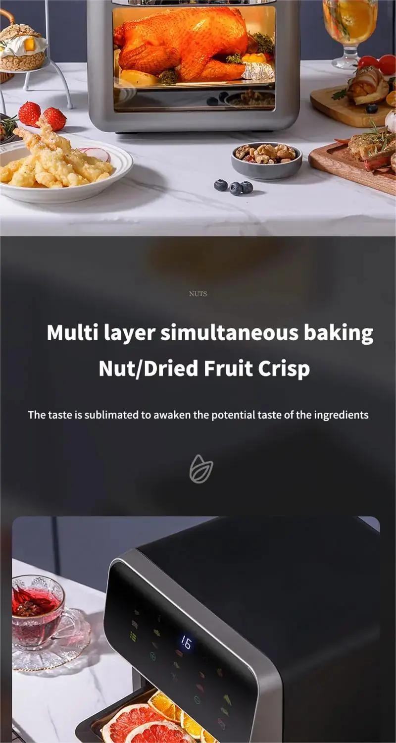 Friteuse Sans Huile 10L 1350W Écran Tactile avec Hublot Visible