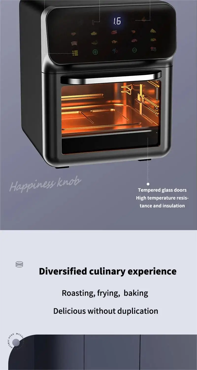 Friteuse Sans Huile 10L 1350W Écran Tactile avec Hublot Visible