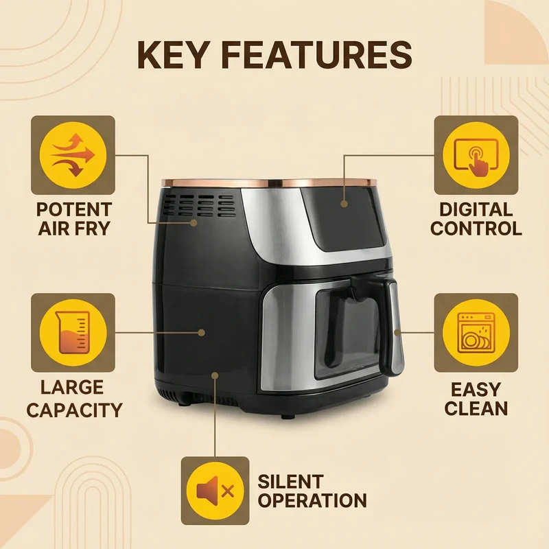 Friteuse Sans Huile 10L 1350W Écran Tactile 7 Programmes