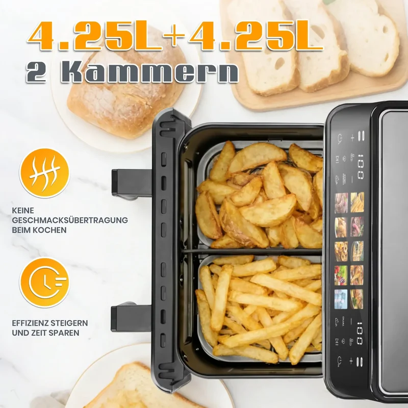Air Fryer 8,5L 2000W avec Hublot et Écran Tactile