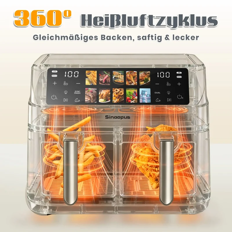 Air Fryer 8,5L 2000W avec Hublot et Écran Tactile