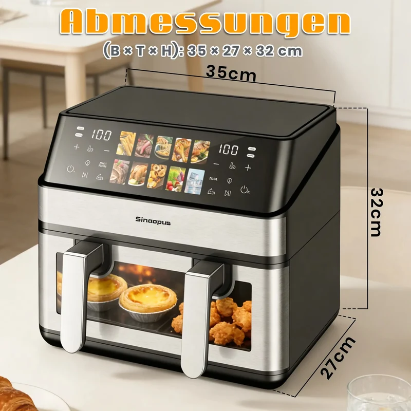Air Fryer 8,5L 2000W avec Hublot et Écran Tactile