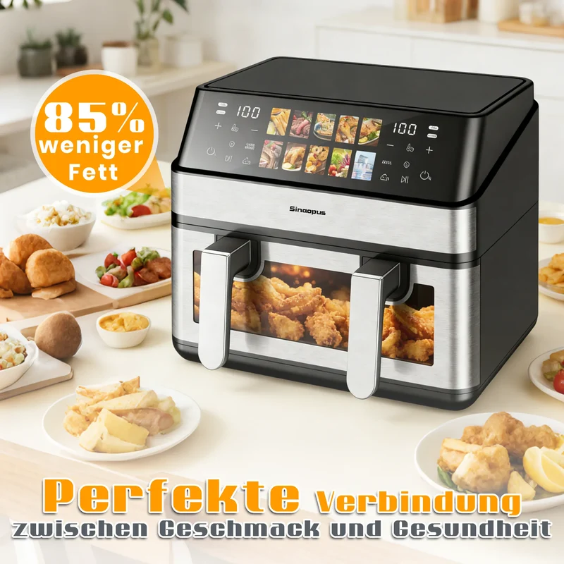 Air Fryer 8,5L 2000W avec Hublot et Écran Tactile