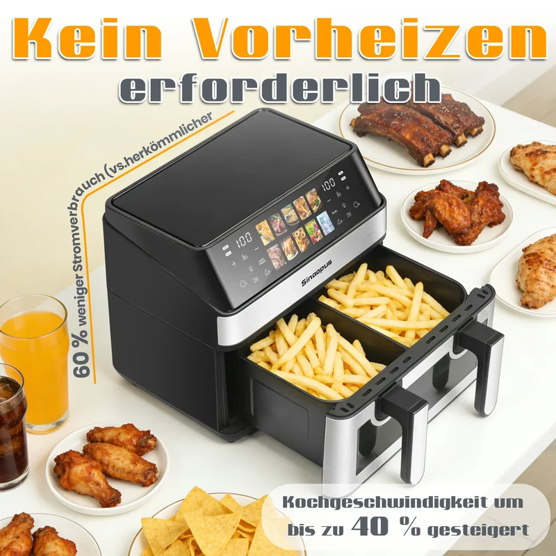 Air Fryer 8,5L 2000W avec Hublot et Écran Tactile