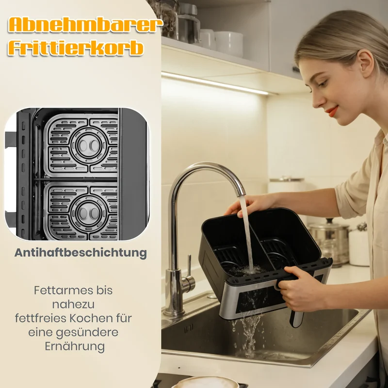 Air Fryer 8,5L 2000W avec Hublot et Écran Tactile