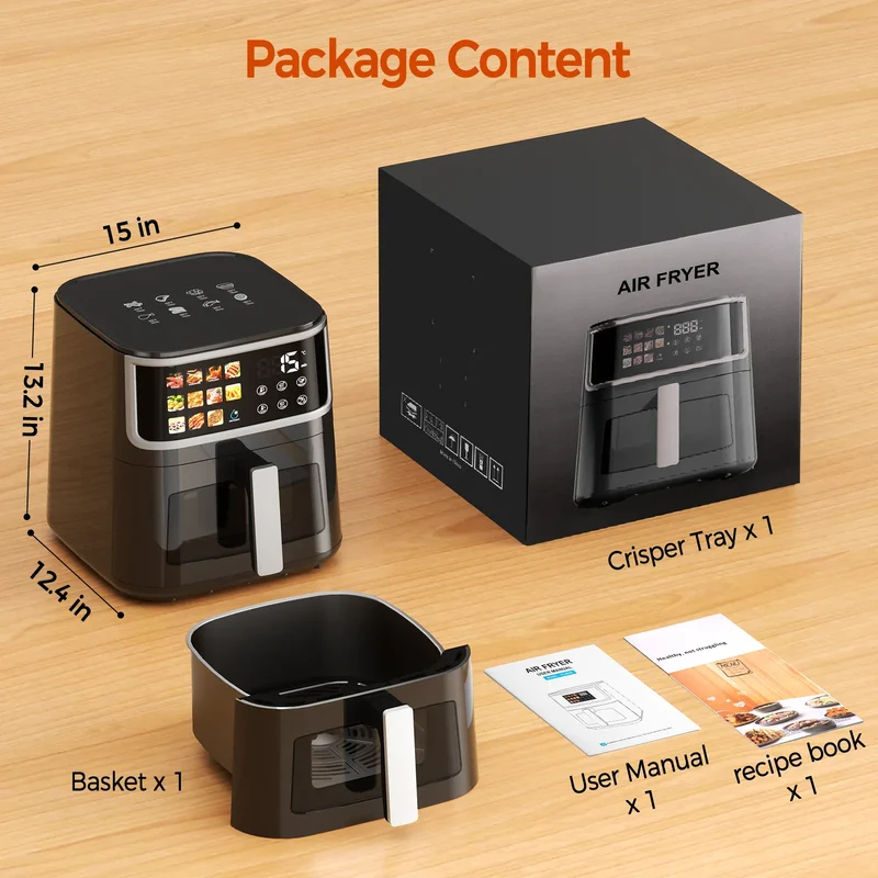 Friteuse Sans Huile 8L 1700W Écran Tactile 11 Programmes