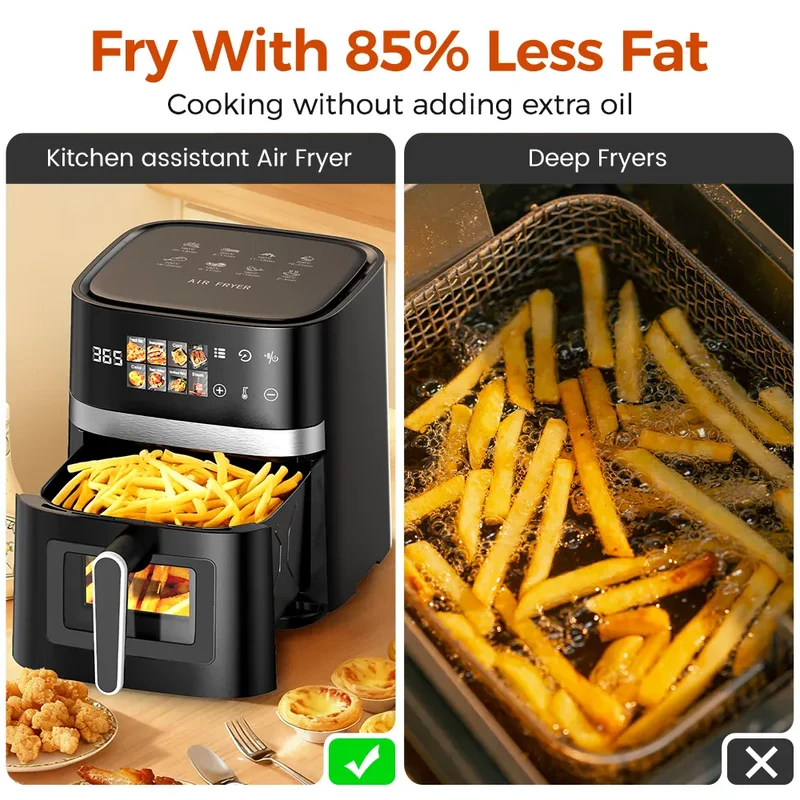 Friteuse Sans Huile 5,5L Écran Tactile 8 Programmes Hublot Visible