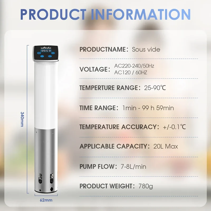 Cuiseur Sous Vide à Immersion 1100W Étanche avec Affichage LED
