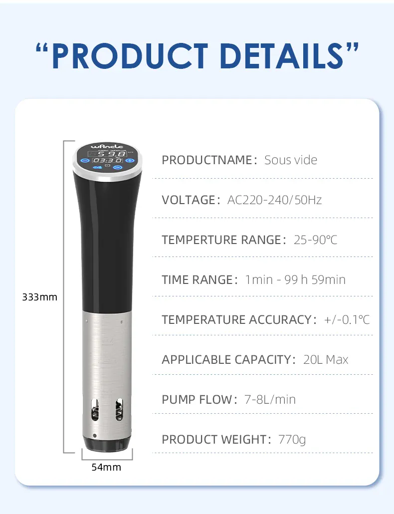Cuiseur Sous Vide à Immersion 1100W Écran LCD Étanche IPX7