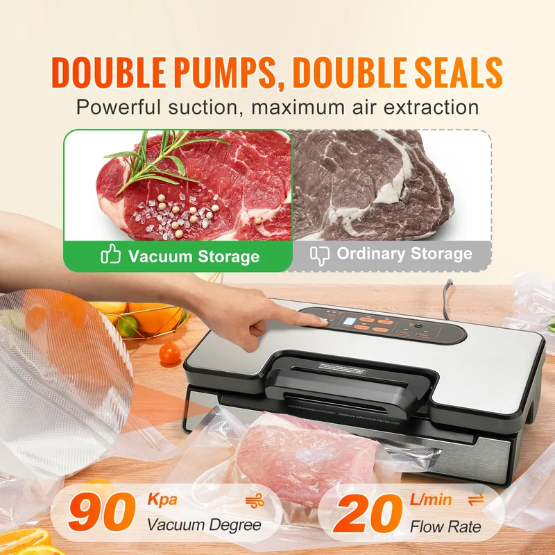 Machine Sous Vide Alimentaire 130W 90 kPa avec 10 Sacs Offerts