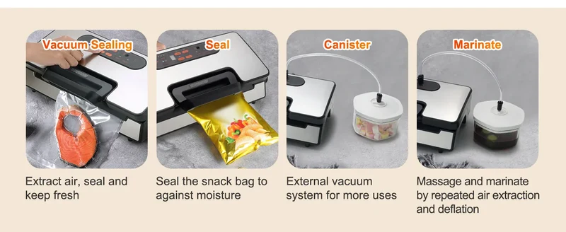 Machine Sous Vide Alimentaire 130W 90 kPa avec 10 Sacs Offerts