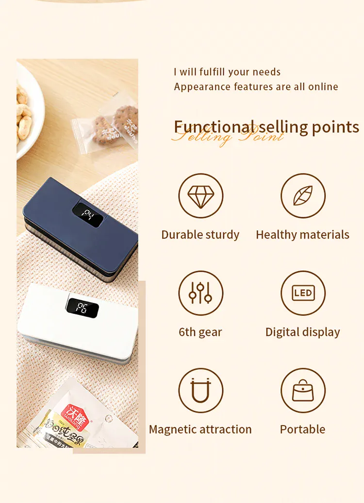 Scelleuse Alimentaire Mini Portable Rechargeable avec Affichage Digital