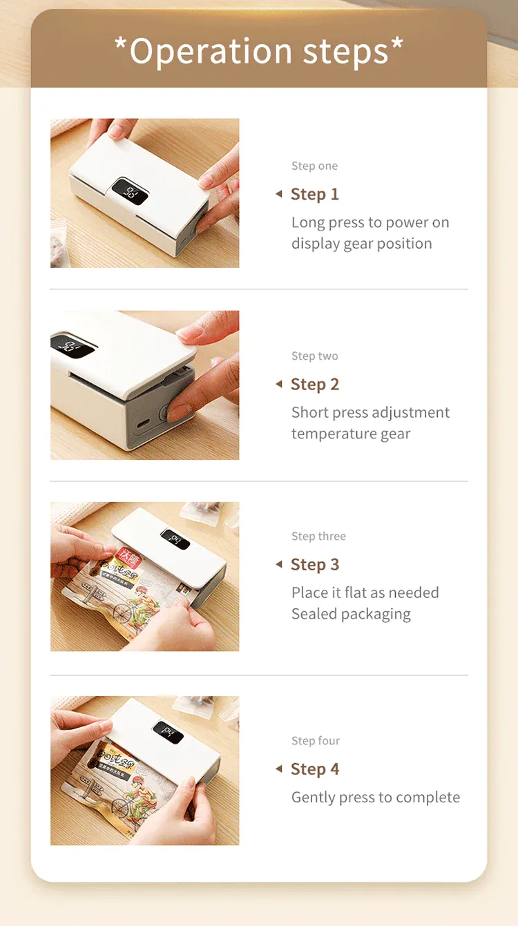 Scelleuse Alimentaire Mini Portable Rechargeable avec Affichage Digital