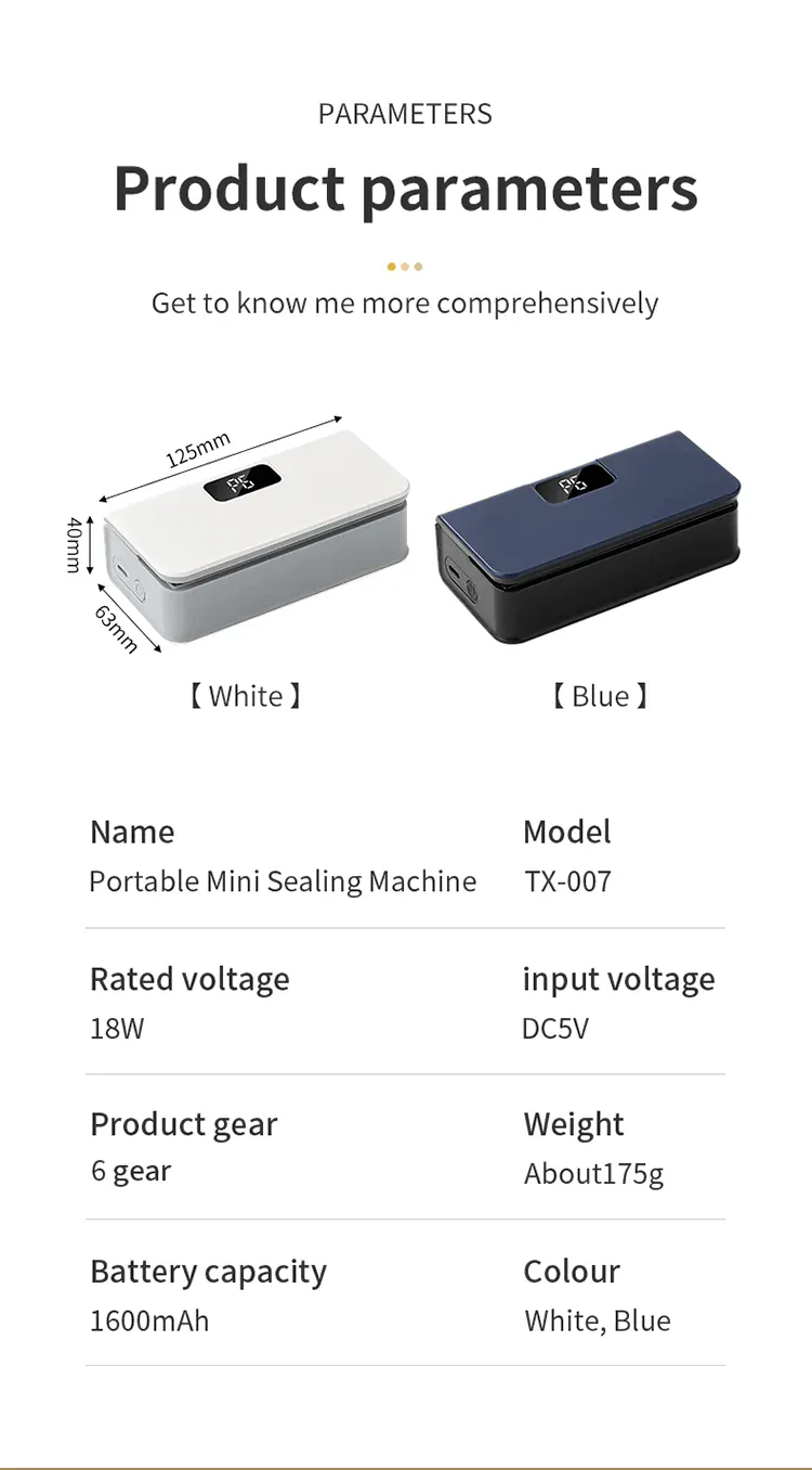 Scelleuse Alimentaire Mini Portable Rechargeable avec Affichage Digital