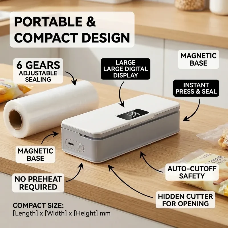 Scelleuse Alimentaire Rechargeable pour Emballage Alimentaire Écologique