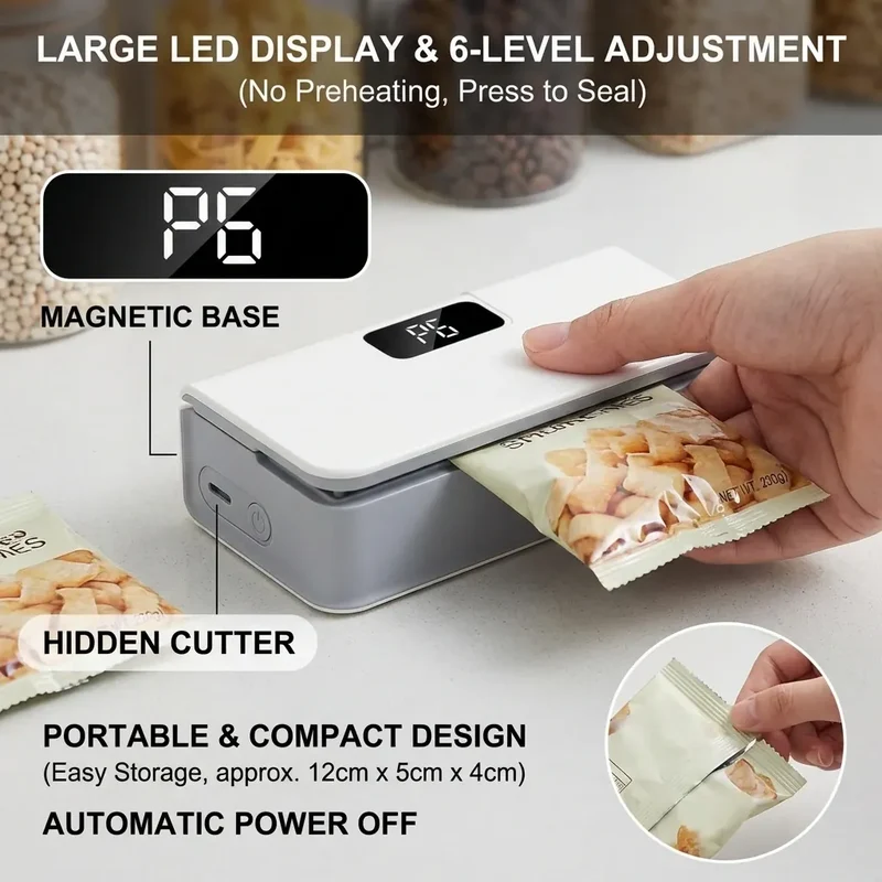 Scelleuse Alimentaire Rechargeable pour Emballage Alimentaire Écologique