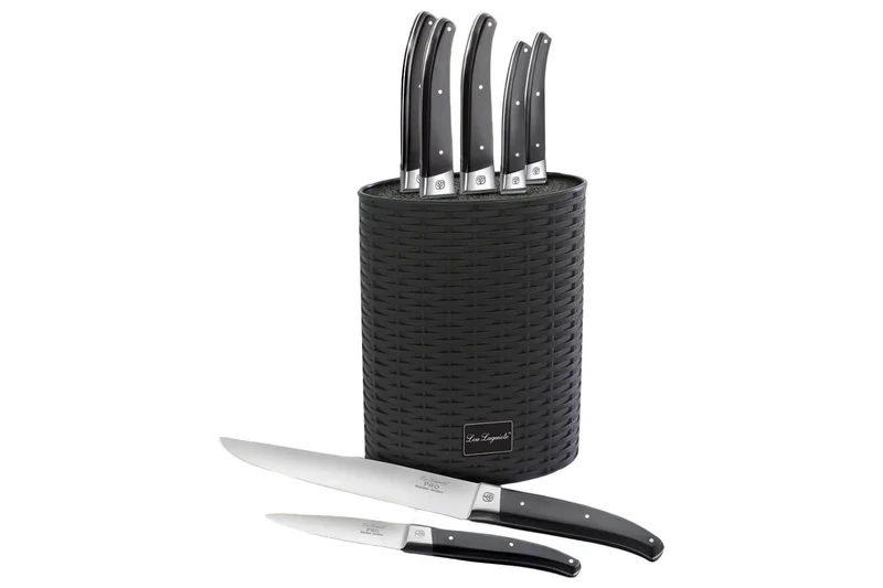 Bloc tressé 5 couteaux LOU LAGUIOLE Pro acier inox