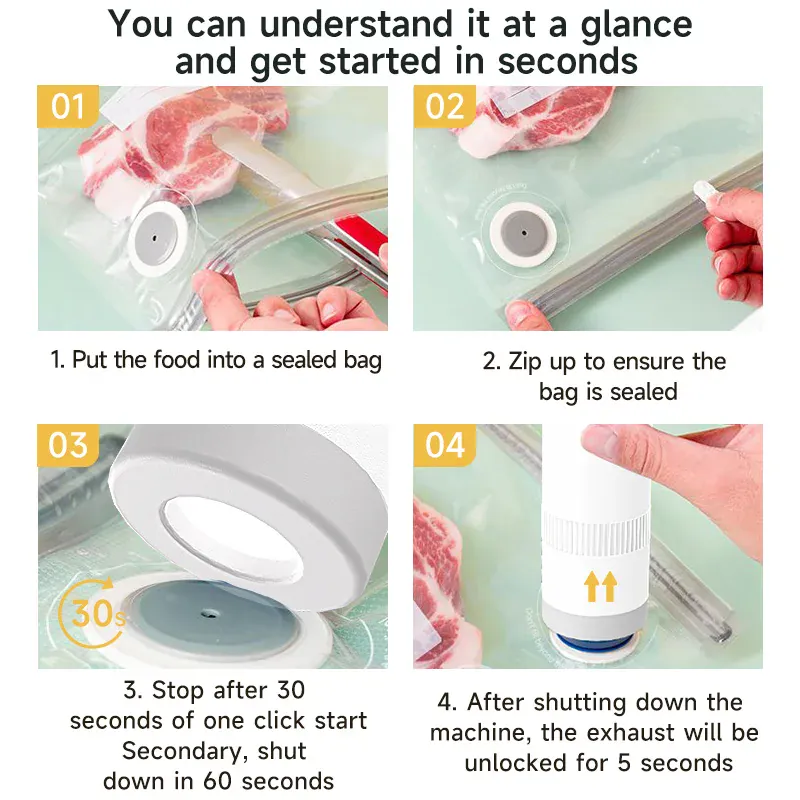 Scelleuse Alimentaire Portable pour Sacs Sous Vide - 100 kPa