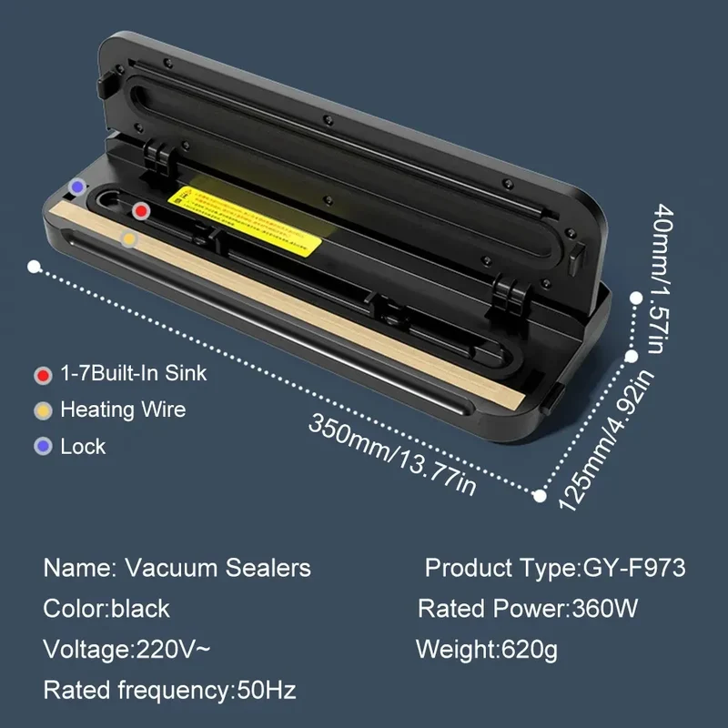 Machine Sous Vide Alimentaire 60 kPa avec 10 Sacs de Conservation