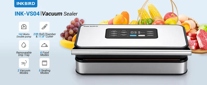 Machine Sous Vide Alimentaire INKBIRD 150W – Double Pompe 80 kPa – Cutter Intégré et Sacs Inclus