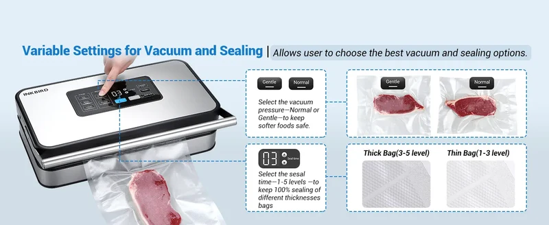 Machine Sous Vide Alimentaire INKBIRD 150W – Double Pompe 80 kPa – Cutter Intégré et Sacs Inclus