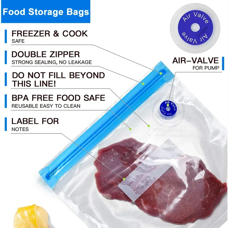 Sacs Sous Vide Alimentaire Réutilisables - Lot de 10 Unités