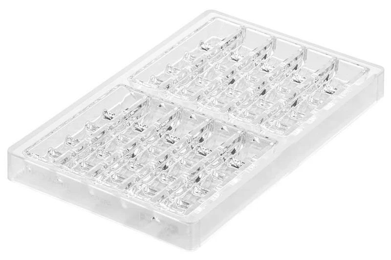 Moule en silicone et tritan professionnel Silikomart 10 barrettes de chocolat avec insert