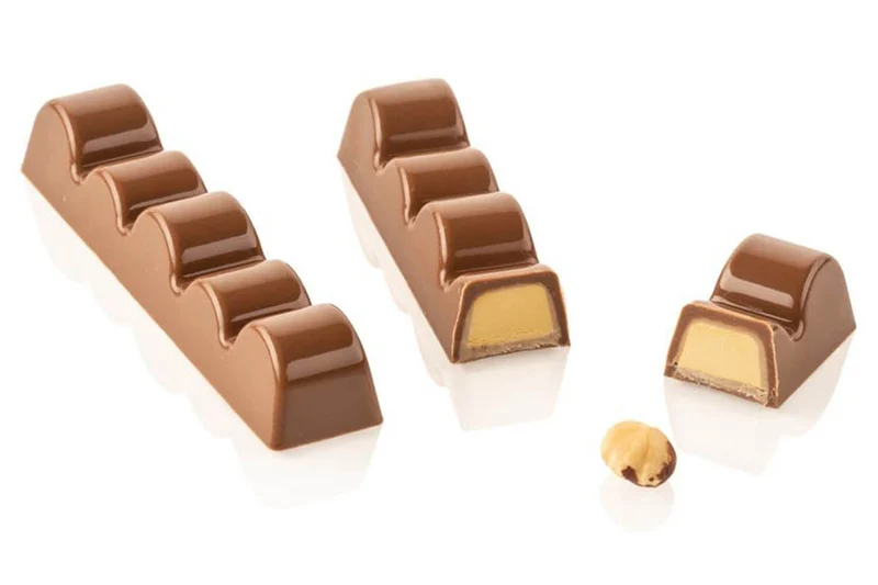 Moule en silicone et tritan professionnel Silikomart 10 barrettes de chocolat avec insert