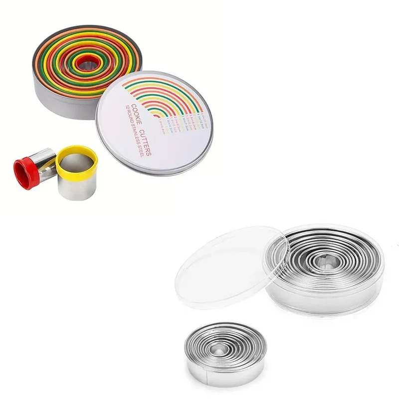 Emporte-pièces ronds en inox colorés - Set de 12 pour biscuits