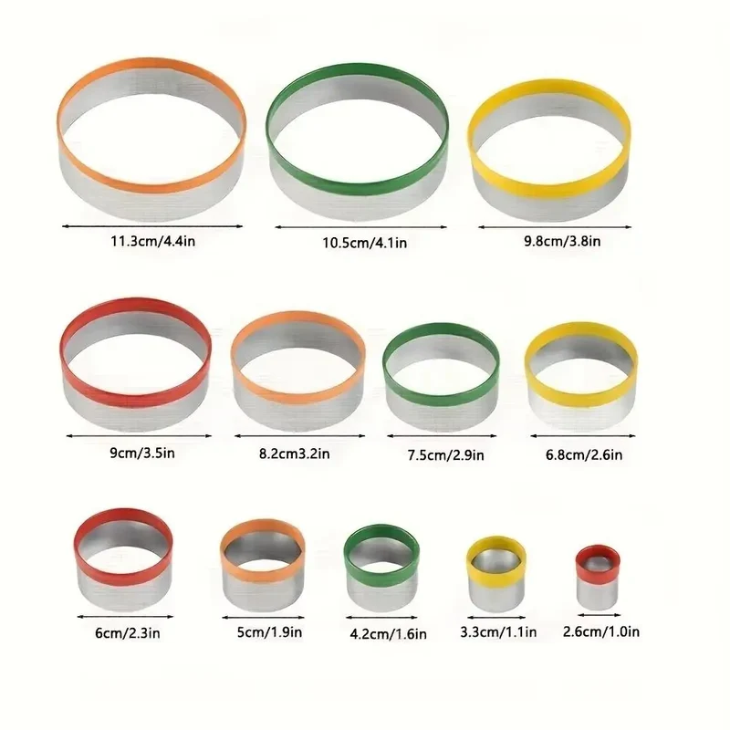 Emporte-pièces ronds en inox colorés - Set de 12 pour biscuits