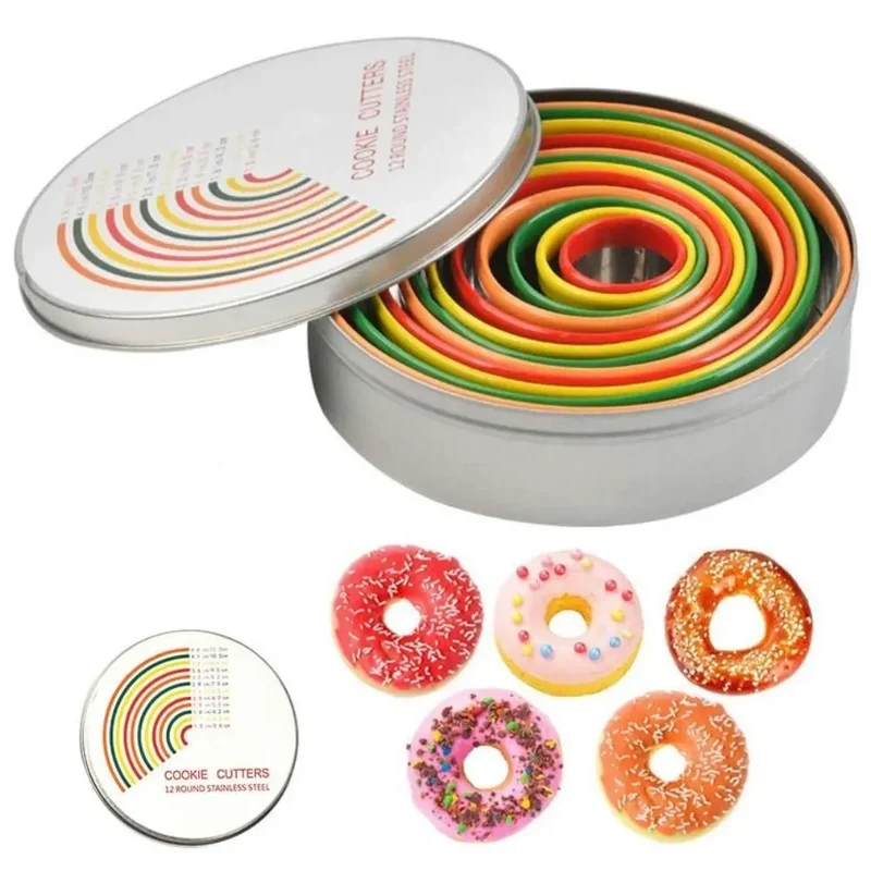 Emporte-pièces ronds en inox colorés - Set de 12 pour biscuits