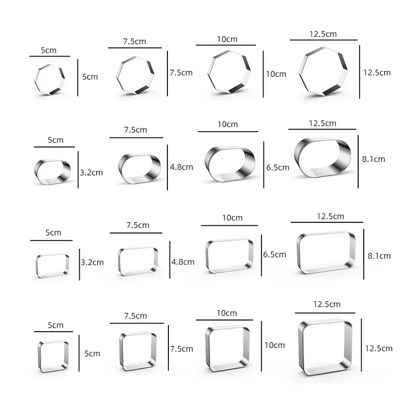 Emporte-pièces en métal rectangulaires - 12 pièces pour pâtisserie