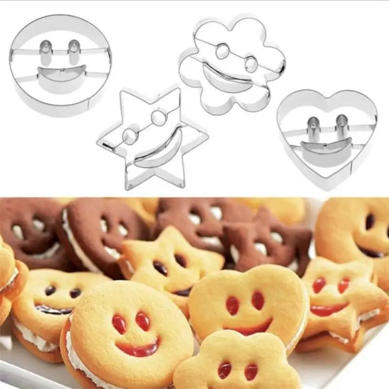 Emporte-pièces en inox - Set de 4 formes décoratives souriantes pour Noël