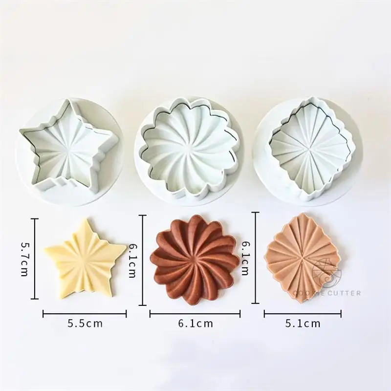 Emporte-pièce en silicone pour biscuits en forme de fleur - 3 pièces