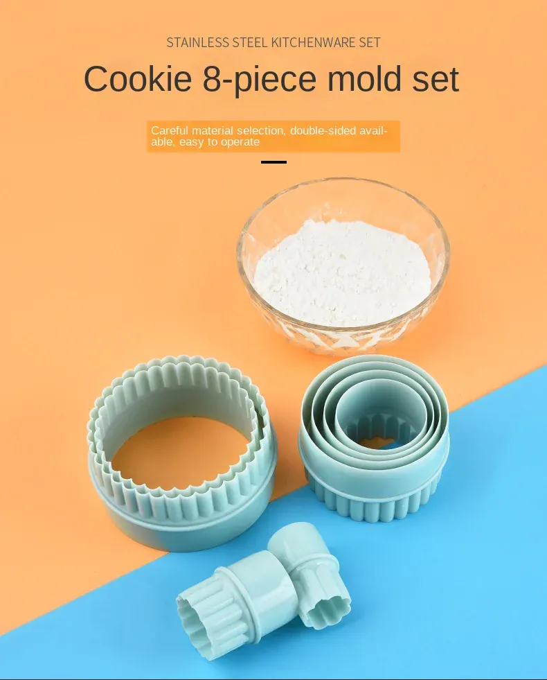 Emporte-pièces à Biscuits en Silicone - Set de 8 Formes Ronde Vert Clair