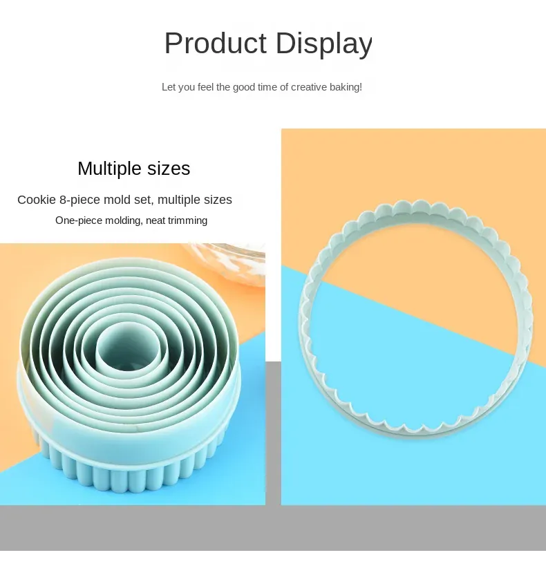 Emporte-pièces à Biscuits en Silicone - Set de 8 Formes Ronde Vert Clair