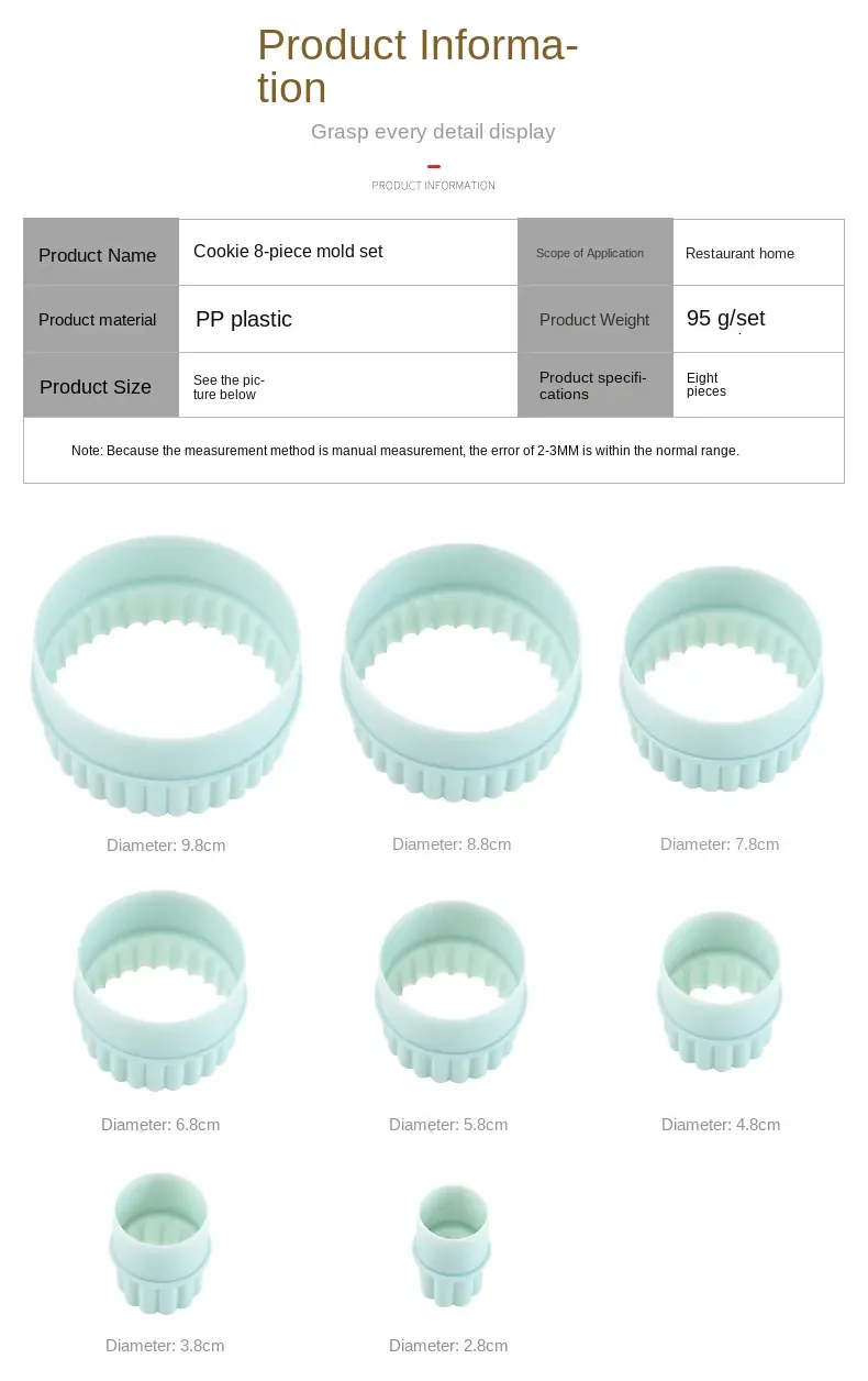 Emporte-pièces à Biscuits en Silicone - Set de 8 Formes Ronde Vert Clair