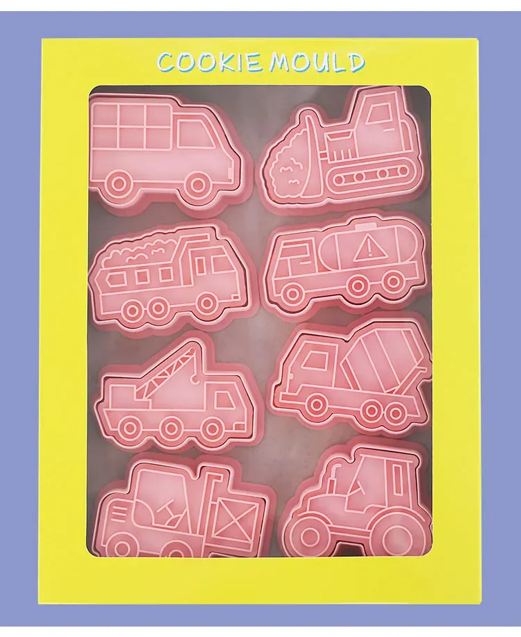 Emporte-pièces de pâtisserie - Set de 8 camions en plastique 3D