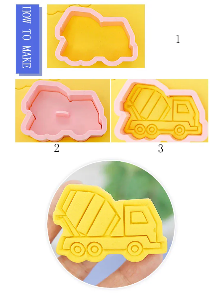 Emporte-pièces de pâtisserie - Set de 8 camions en plastique 3D