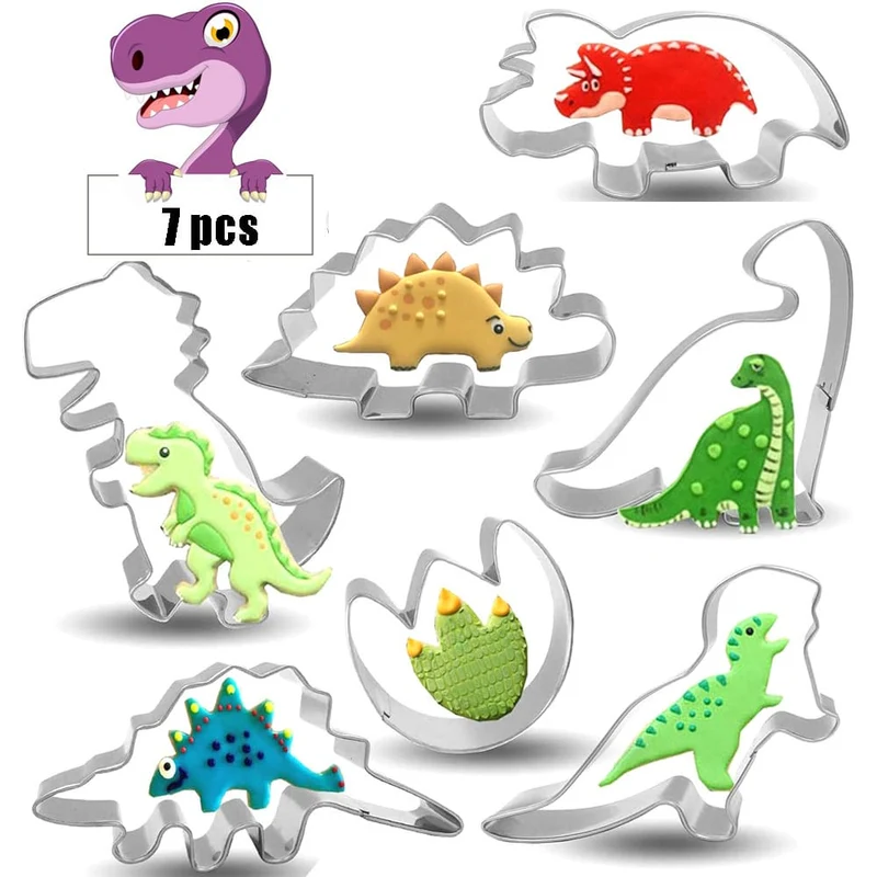 Emporte-pièces à biscuits dinosaures en inox - Set de 7 pièces
